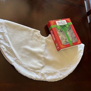 Bundle Christmas tree skirt felt with sequins trim and cookie cutter set